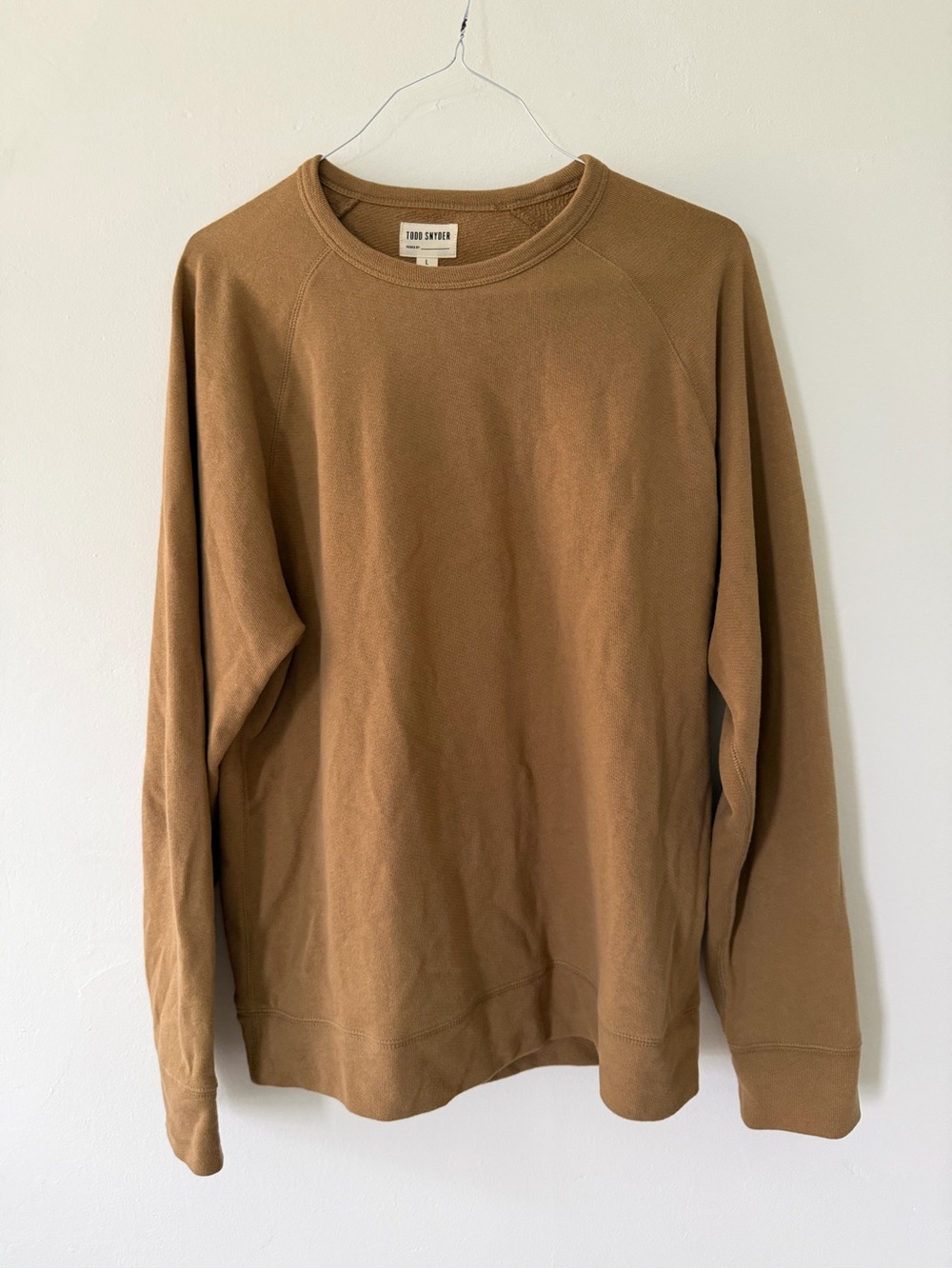 Todd Snyder Raglan Terry Surf Pullover Sweatshirt in Golden Brown Size Large